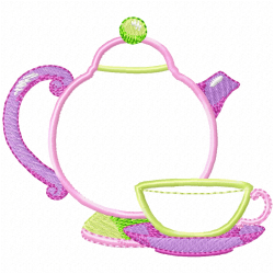 Teapots Embroidery Design 7
